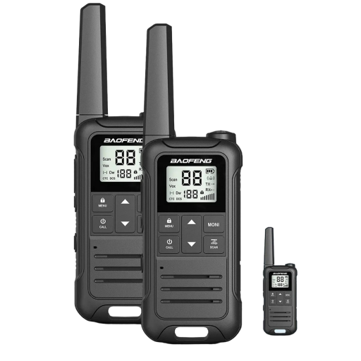 Walkie-talkie med antenne LCD-display 2 stk. walkie-talkie med lang rækkevidde 462 MHz Professionel walkie-talkie 22 kanaler Højtydende walkie-talkie med LED-lommelygte 17,5 x 5,4 cm