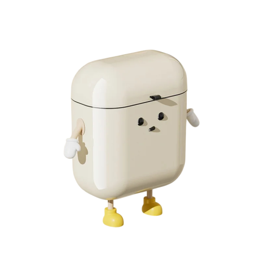 Wall-Mounted Bin Humanoid Design Flip Lid 12 L 26 x 20 x 29.5 cm Plastic Creamy White for Kitchen Bathroom