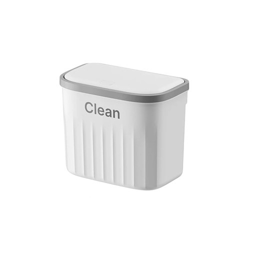 Wall-Mounted Bin with Spring Lid 12 L Plastic White 26.5 x 16 x 28 cm for Bathroom Kitchen Toilet