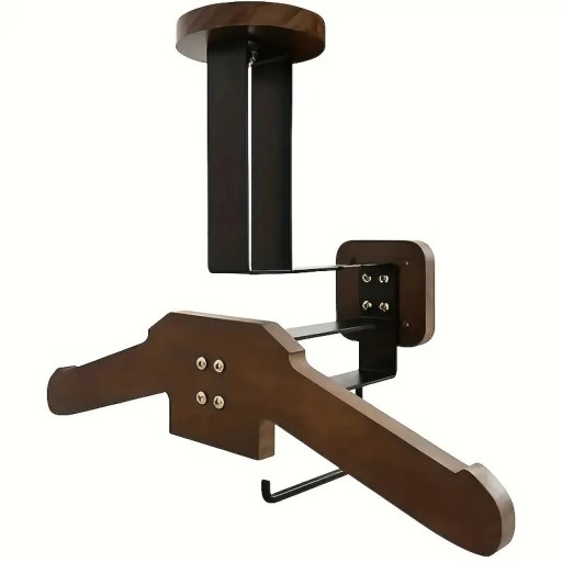 Wall-Mounted Coat Rack for Hallway Wooden Hanger for Coats Upper Base for Hats Lower Hook Wood and Stainless Steel 32 x 38 cm