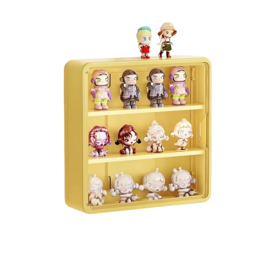 Wall-mounted storage box for figures with suction cup 30 x 8 x 30 cm PP plastic for organising and displaying decorations and collectible figures