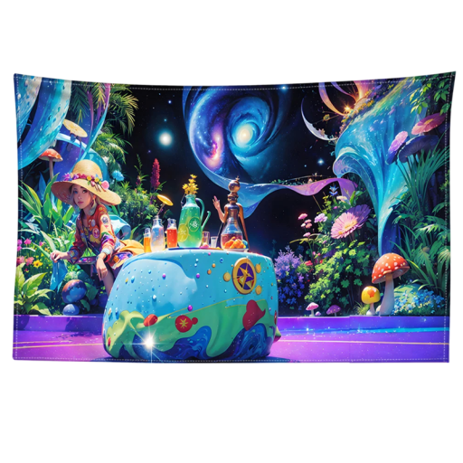 Wall Tapestry 150 x 100 cm Hanging Tapestry Mushroom Forest Abstract Landscape Bohemian Bus Decoration Bedroom Living Room