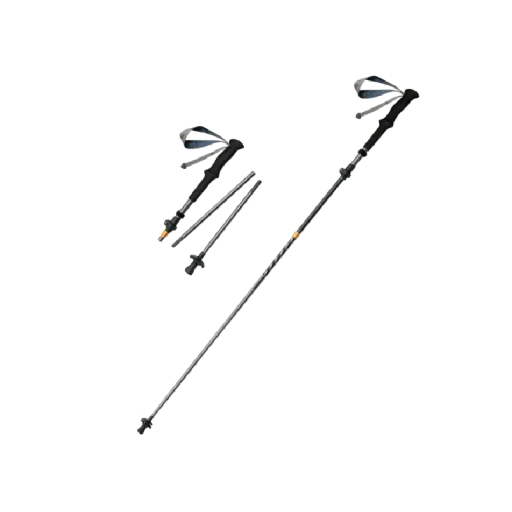 Wandelstok 1 stuk Ultr licht opvouwbaar met snelontgrendelingssysteem 115 - 135 cm ingeklapt 36 cm 3K carbon en aluminium Grijs Voor wandelen en trekking