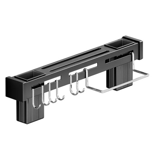 Wandmontierter Küchenmesser- und Utensilienhalter 40 cm Hängeorganizer aus Edelstahl mit Haken und Handtuchhalter