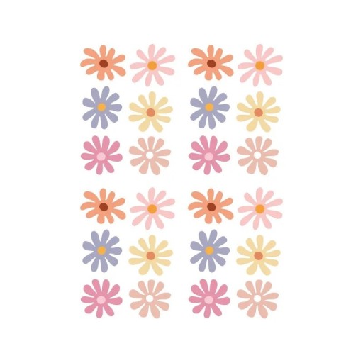 Wandsticker 4x 15x20cm PVC Gänseblümchen für Kinder Blumen Wanddekoration fürs Kinderzimmer Bunte Blumen