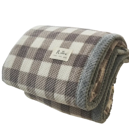 Warm Checked Blanket 180 x 200 cm 1.3 kg Large Chenille Throw with Edging Fluffy Quilted Blanket for Comfortable Sleep and Relaxation