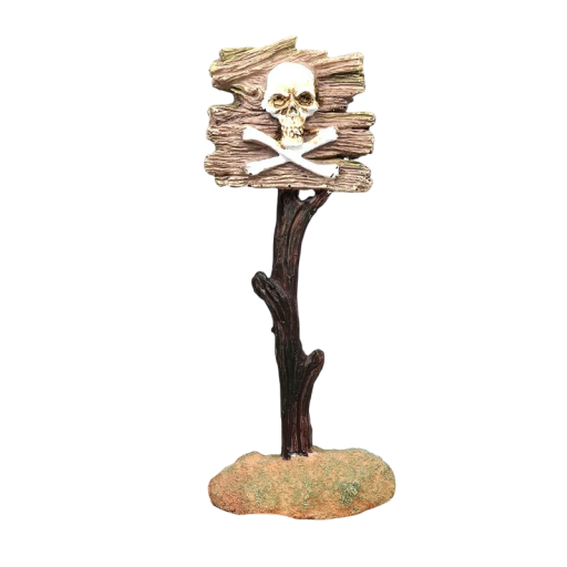 Warning Sign with Skull 6.5 x 4.5 x 16.5 cm Resin Decoration for Aquarium Warning Sign Aquarium Accessories Skull Warning