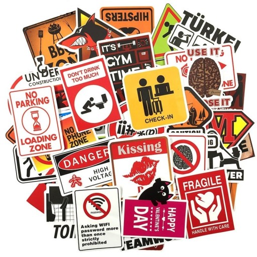 Warning Stickers 50 pcs