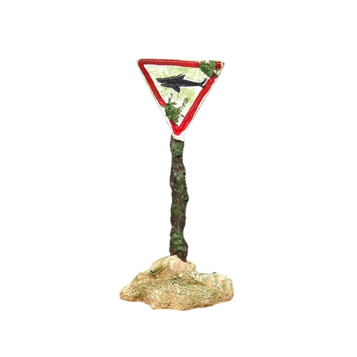 Warnschild Haie 6 x 5 x 12,5 cm Harzdekoration für das Aquarium Warnung vor dem Schwimmen Originalzubehör für das Aquarium