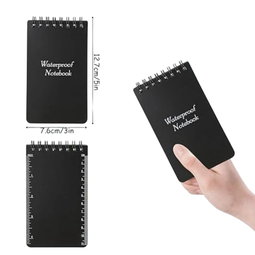 Waterdicht pocketnotitieboek 7,6 x 12,7 cm 100 pagina&#39;s spiraalbinding liniaal achterkant buitennotitieblok