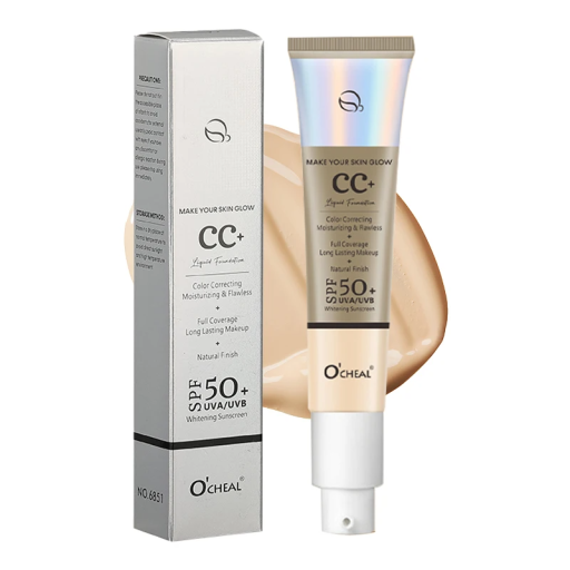 Waterdichte CC Cream Makeup 30g SPF 50+ Hydraterende vloeibare concealer voor het gezicht Dagelijkse zonbescherming Natuurlijke dekking