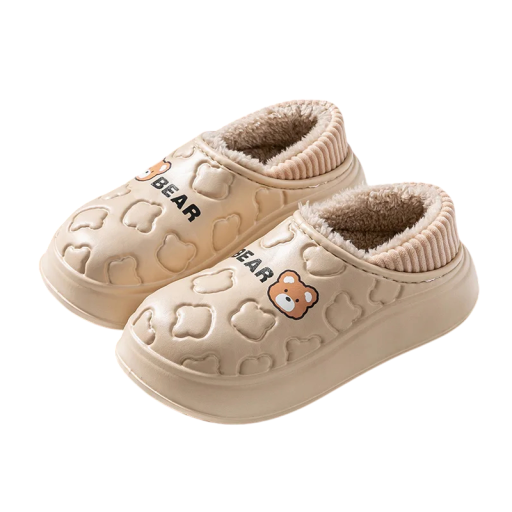 Waterdichte damespantoffels met berenmotief Geïsoleerde pantoffels met pluche binnenkant Thuisschoenen Zachte pantoffels Leuk design