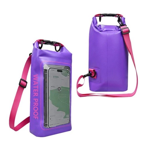 Waterdichte droge rugzak 2l PVC 34,5×13,5×7,5 cm met touchscreen voor mobiele telefoon voor zwemmen, kajakken, raften, trekking, surfen en watersporten