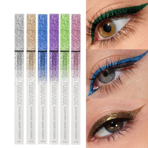 Waterdichte vloeibare eyeliner 13 x 1 cm met een dunne kwast in 6 kleurvarianten, langdurig en onuitwisbaar voor een opvallende make-up