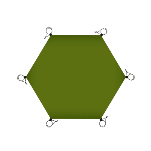 Waterdichte zeshoekige campingmat 3,25 × 2,9 m 210D Oxford stof groen voor picknick en onder tent