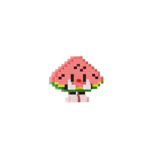 Watermelon Character Building Set 5.7 × 6.8 × 2.8 cm 239 pcs Creative Mini Building Set for Children and Adults Humorous Watermelon Model Made of Colourful Pieces