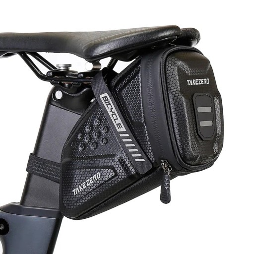 Waterproof Bicycle Bag 18.3 × 12.9 × 9.2 cm Reflective Saddle Bag with Carbon Texture Compression Resistant Attachment Straps