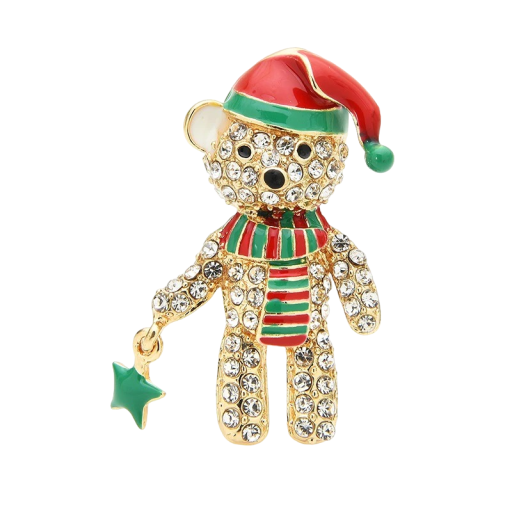 Weihnachts-Teddybär-Brosche