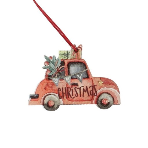 Weihnachtsautodekoration aus Holz 3-tlg