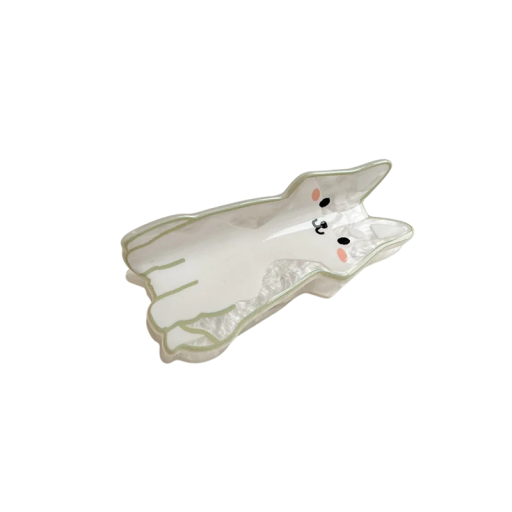 Weißer Haarklammer Polarfuchs dekorative Damenklammer niedlicher Haarklip Accessoire für Frisuren 8 x 5 cm feste Befestigung