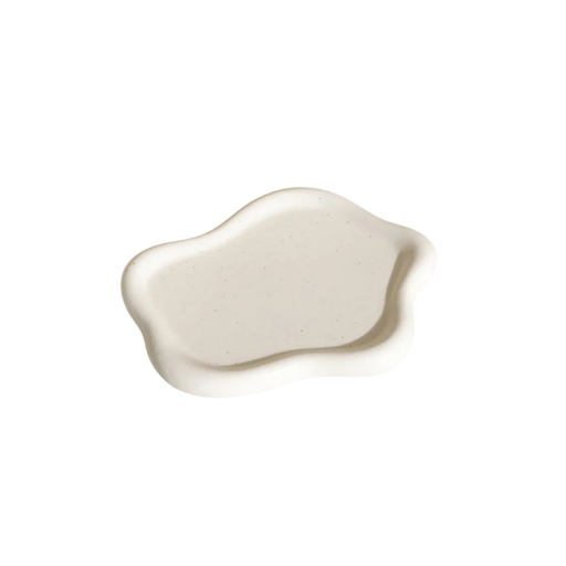 Weißes Keramiktablett 12,5×10 cm Unregelmäßiges Dekotablett für Schmuck und Schlüssel Keramikschale für den Tisch Edles Wohnaccessoire