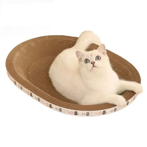 Wellpappe Kratzbrett für Katzen 43x26x9 cm Ovaler Schlafplatz Robuste Pappe Kratzspielzeug Katzennest Zubehör für Katzen