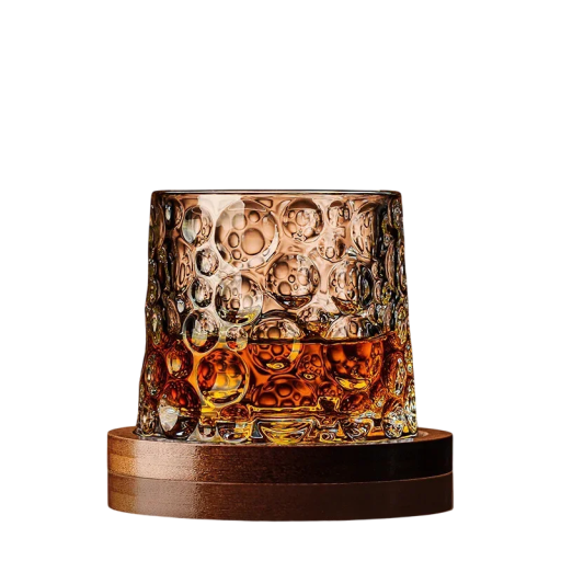 Whiskyglas 8 x 9,2 cm 280 ml Glas til whisky med bobledesign 360° roterende drejebase Smagsprøveglas til alkohol