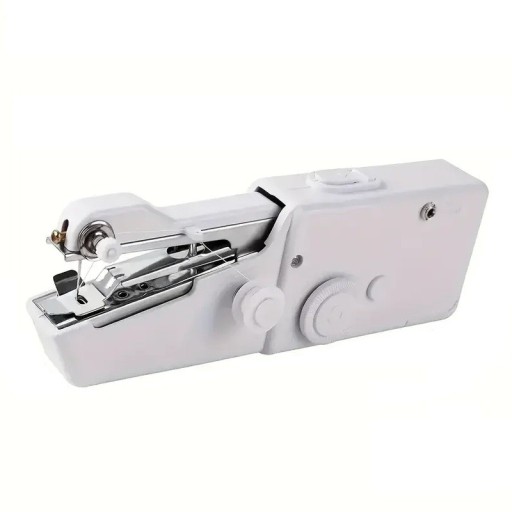White Handheld Mini Sewing Machine 21x7x3.5 cm Portable Battery-Powered Sewing Tool Quick Home Repairs Clothing Sewing Practical Sewing Aid