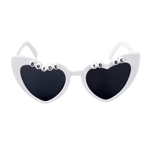 White Heart-Shaped Sunglasses BRIDE TO BE Plastic Joke Glasses for Hen Party Wedding Prop