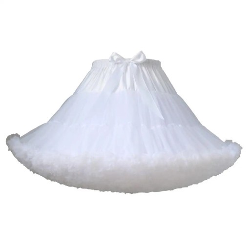 White Ladies' Tulle Petticoat Length 45 cm Fluffy Multi-layered Underskirt with Bow for Dresses, Costumes and Formal Outfits