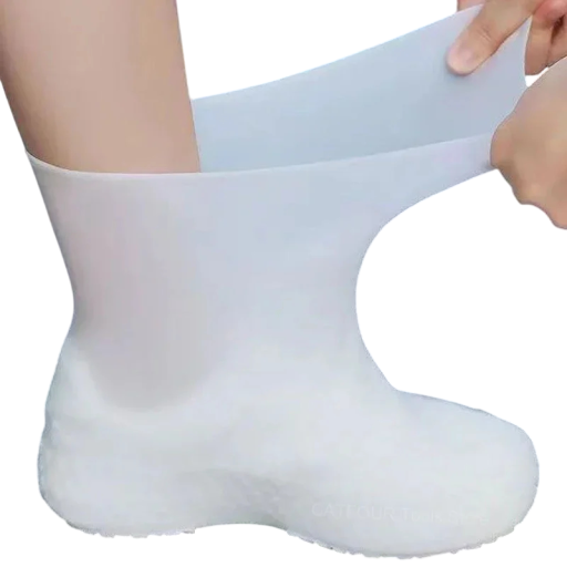 White Silicone Protective Shoe Covers Size 34–40 Against Water and Dirt with Non-Slip Sole