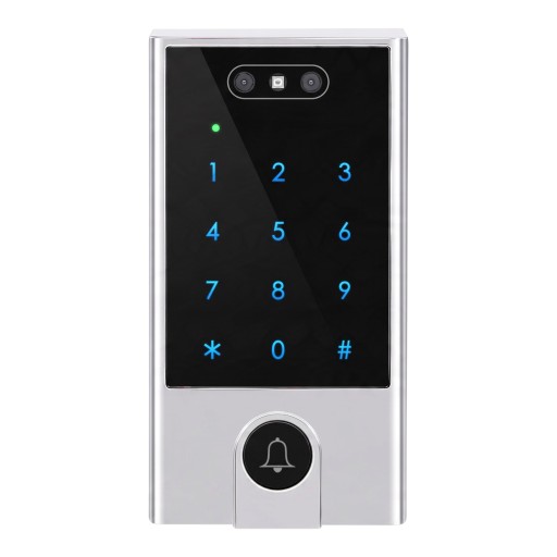 Wi-Fi Lock with Code, Doorbell and Face Recognition V5 Tuya App Backlit Keyboard Silver Access System for Entrance Doors