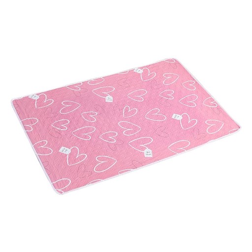 Wickelauflage 80x120 cm 4-lagig wasserdicht waschbar Bio-Baumwolle Rosa mit Herzen Nachtschutz Babypflege Windeln Matratzen