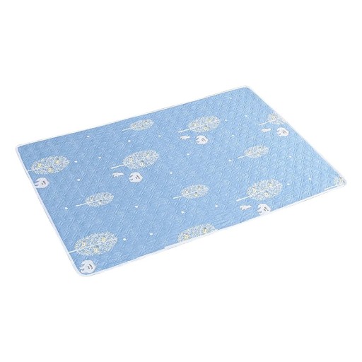 Wickelunterlage 80x120 cm 4-lagig wasserdicht waschbar aus Bio-Baumwolle Blaue Dinosaurier Nachtschutz Windelunterlage Babypflege
