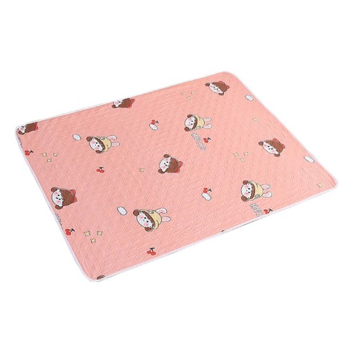 Wickelunterlage 80x120 cm 4-lagig wasserdicht waschbar aus Bio-Baumwolle Rosa mit Mädchen Nachtschutz Kinderpflege Windelunterlage