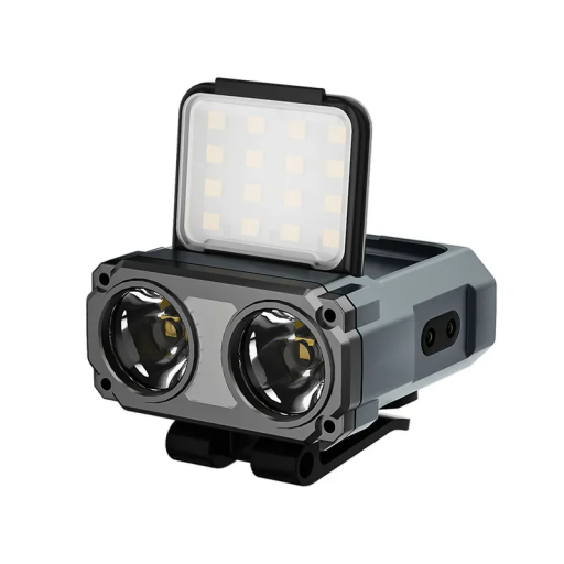 Wiederaufladbare Stirnlampe mit 900 lm IP66 USB C 1500 mAh 5 Leuchtmodi Rotes Blinklicht Elastisches Band Outdoor-Stirnlampe