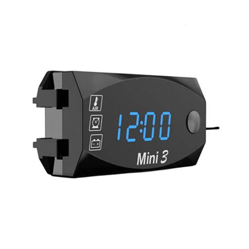 Wielofunkcyjny cyfrowy woltomierz z termometrem 3 w 1 wyświetlacz LED 6V-30V miniaturowy wyświetlacz do motocyklowego miernika panelowego DC z ostrzeżeniem o wysokim napięciu