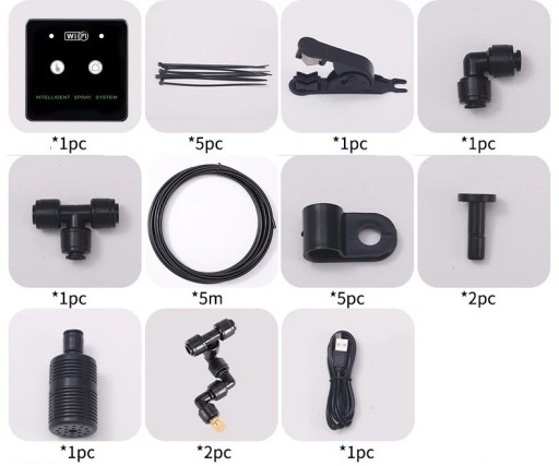 WiFi Bewässerungsset mit Verneblerdüsen 5 m 2 Düsen Smarte Steuerung per App USB-Stromversorgung