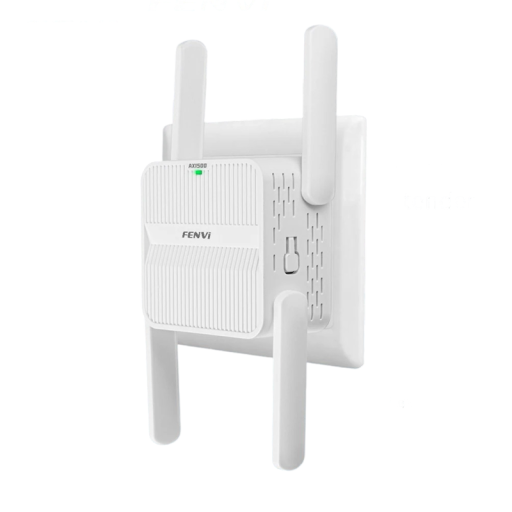 WiFi extender jelerősítő kétsávos 300 Mb/s 2,4 GHz és 1200 Mb/s 5,8 GHz 2 külső antenna fehér repeater a WiFi hálózat bővítéséhez
