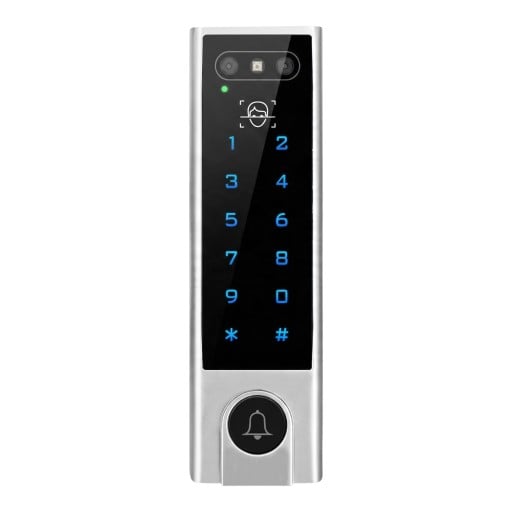 Wifi lås med kode, dørklokke og ansigtsgenkendelse V3 Tuya App Baggrundsbelyst tastatur Smal sølvfarvet Til indgangsdøre
