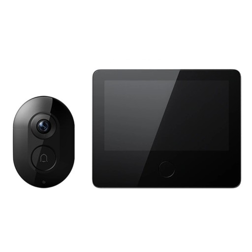 WiFi video kikhål med dörrklocka och 3MP kamera, 180° synfält, 5" skärm, 8000 mAh, HDR och infraröd nattseende, svart, för ytterdörrar