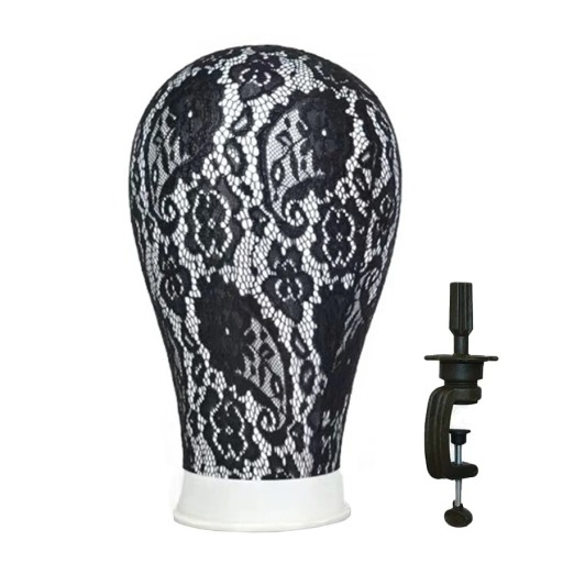 Wig Stand with Lace Decoration, Head Circumference 55.88 cm and Table Holder for Hair Salons and Home Use