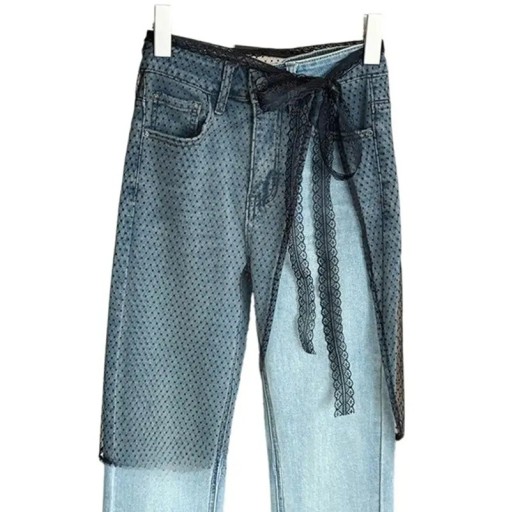Wikkelriem van kanttule 74 x 55 cm Transparante rok met stippenpatroon Over een broek leggen Elegante accessoire voor laagjes