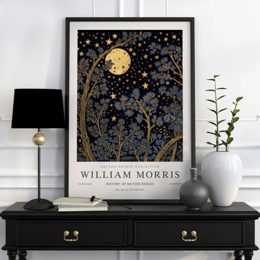 William Morris éjjeli növényi motívumú poszter fák 50x70 cm poliészter vászon falidekoráció
