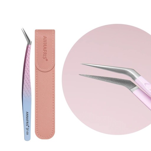 Wimperpincet met lange gebogen punt 131 mm Roestvrij staal Vezelpunten Antisliplichaam Voor fijne wimpergroei en aanvulling