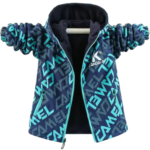 Winter jongensjas met capuchon Warme gewatteerde jas met rits en zakken met rits Comfortabel materiaal Herfst- en winterkleding