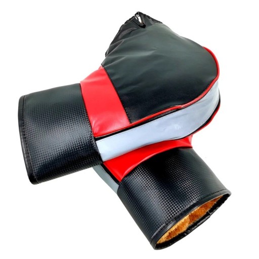 Winter Motorfiets Stuurhoes 32x27x17 cm Zwarte Handschoenen op Handvatten PU Flanel Parel Katoen Reflecterende Strepen Warme Winddichte Uitrusting