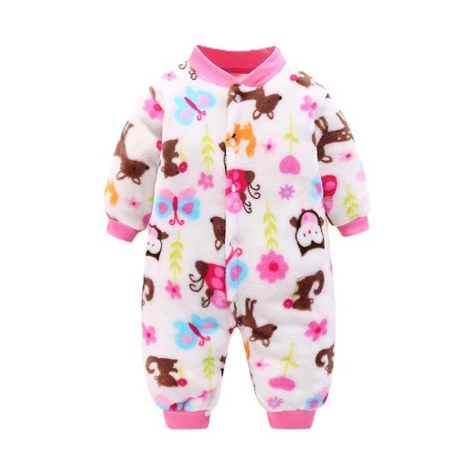 Winter- und Frühjahrsstrampler für Babys Plüschiger Flanellstrampler mit Tiermuster Weiche Kinderbekleidung aus Polyester für Jungen und Mädchen