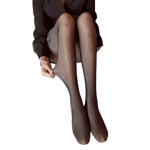 Winter zwarte dameslegging met stippen Enkellange warme panty tot 0–10 °C Stijlvolle winterpanty voor in de stad en op het werk