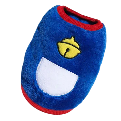 Winteranzug für Hunde XXS 25 cm Brust 15 cm Rücken Dunkelblauer Mantel mit Glockenmotiv Wärmendes Outfit für kleine Hunde 0,5–1 kg
